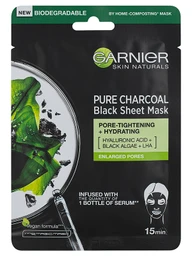 Garnier Skin Naturals Tisztító textil maszk tág pórusú bőrhöz fekete alga kivonattal, 32 g