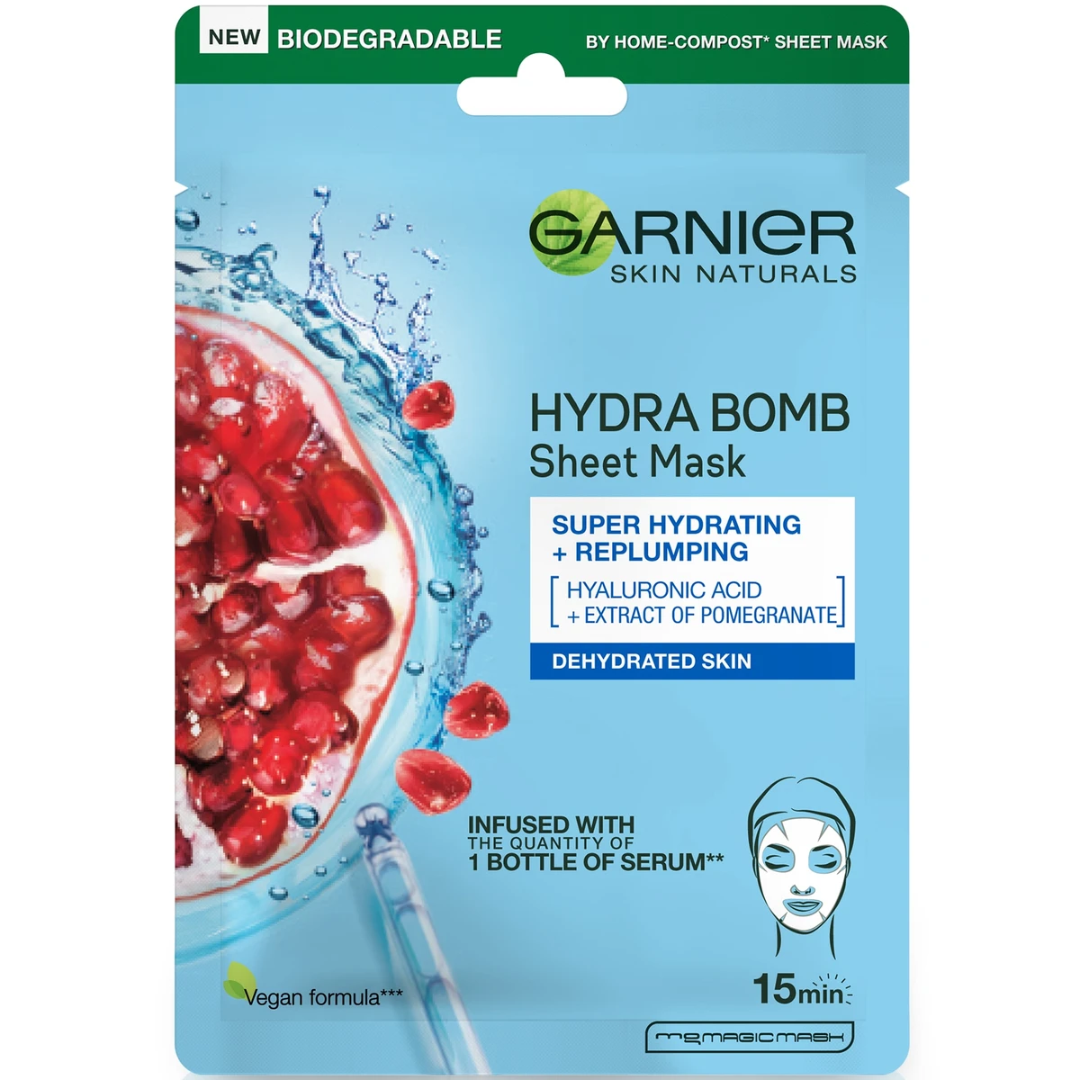 Garnier Skin Naturals Moisture + Aqua Bomb szuper hidratáló, feltöltő textil maszk 32 g