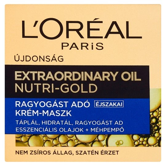 L'Oréal Paris Extraordinary Oil Nutri Gold ragyogást adó éjszakai krém maszk 50 ml