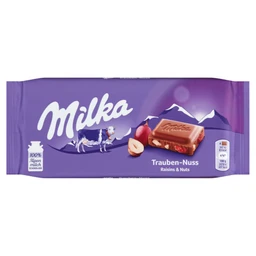 Milka Milka Tejcsokoládé 100 g mazsolás mogyorós
