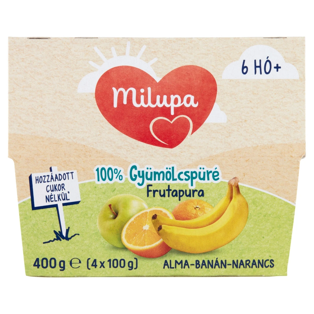 Milupa Frutapura alma-banán-narancs 100% gyümölcspüré 6 hó+ 4 x 100 g (400 g)