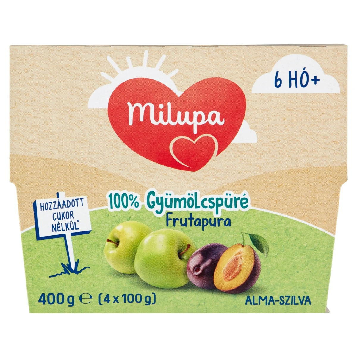 Milupa Frutapura gyümölcspüré szilva + alma 6 hónapos kortól, 400 g