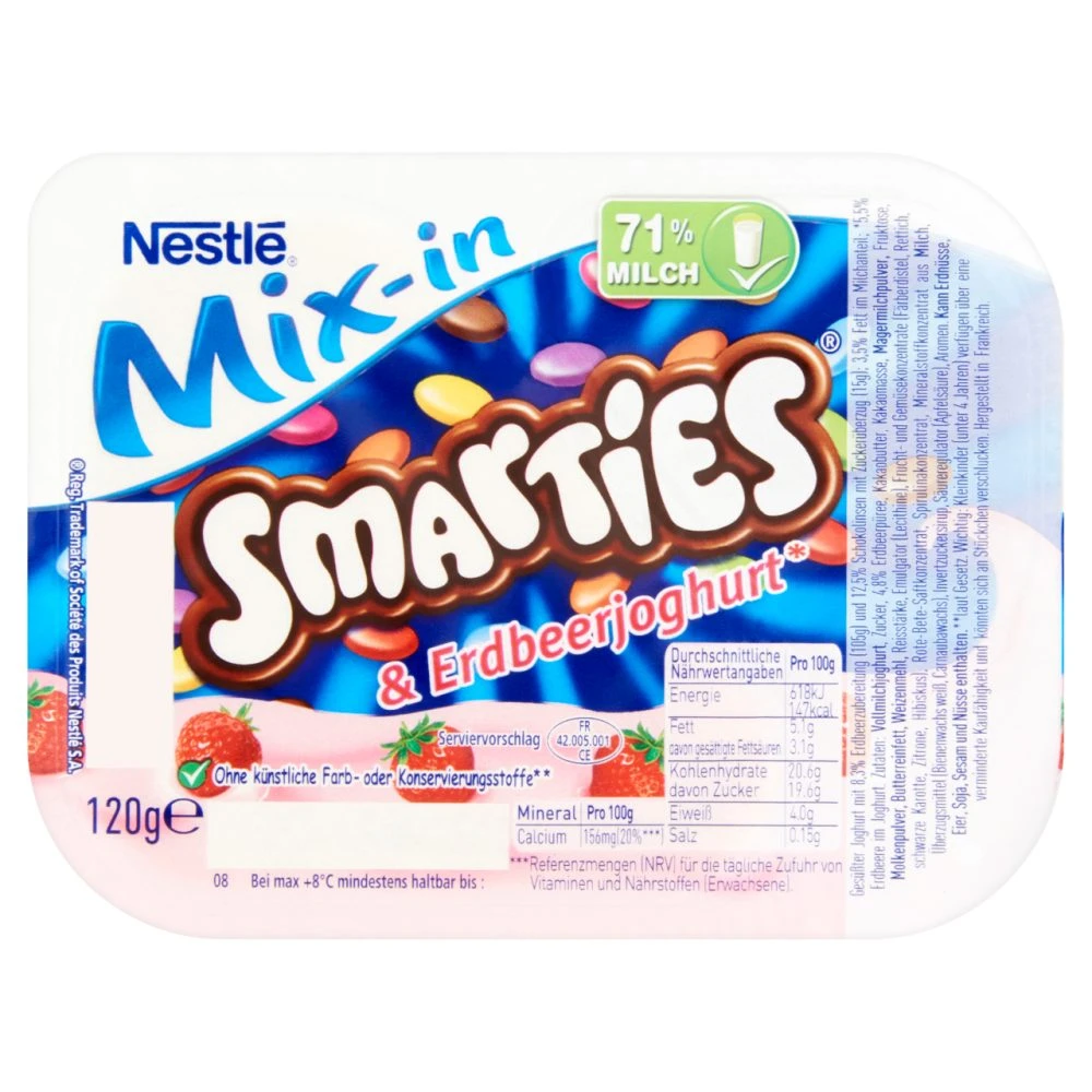 Smarties Mix In epres joghurt ropogós cukorbevonatos tejcsokoládé drazséval 120g