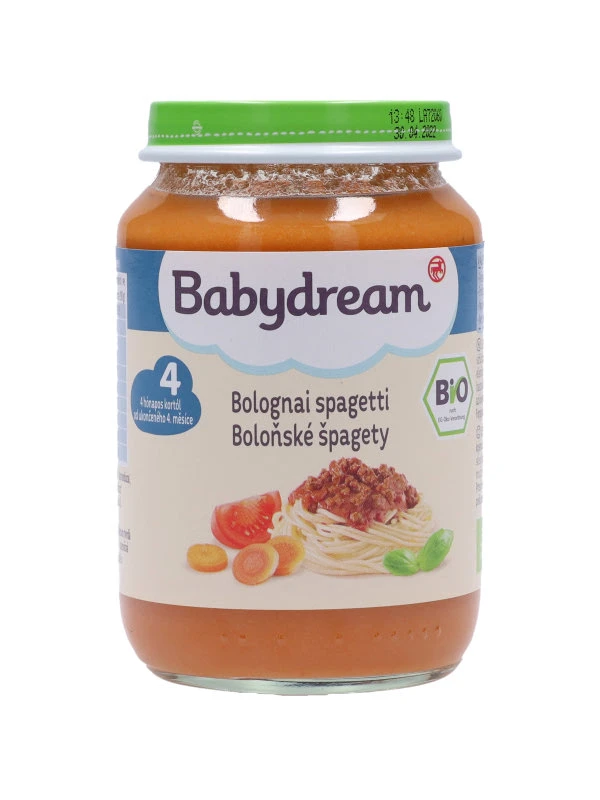 Babydream Bébiétel Bolognai Spagetti Ízesítéssel 190 G 4 Hónapos Kortól Ajánlott