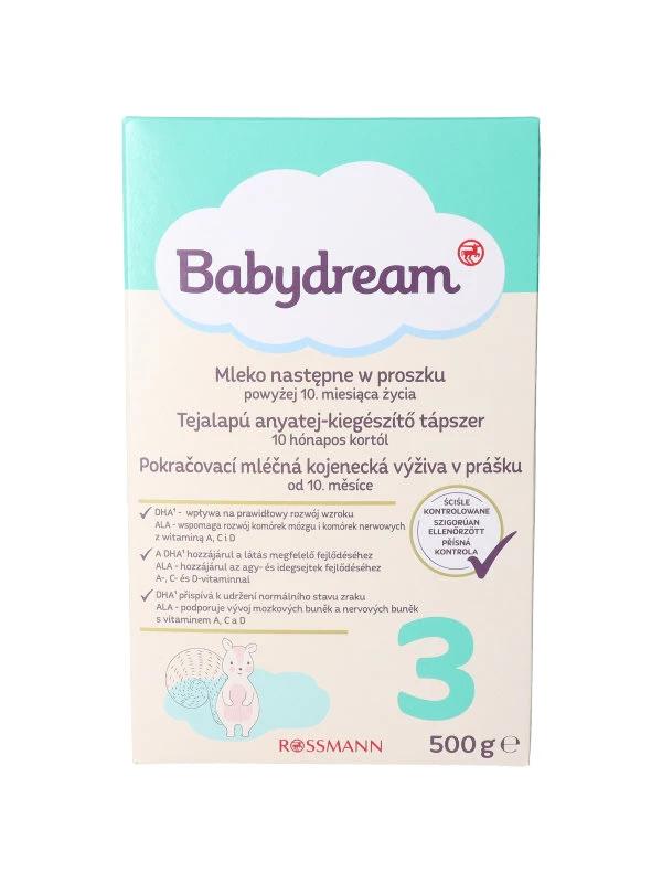 Babydream 3 as Tejalapú Anyatej kiegészítő Tápszer 10 Hónapos Kortól 500 G