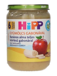 Hipp Hipp Bébiétel Banán alma teljes Kiörlésu Gabona Ízesítéssel 190 G 6 Hónapos Kortól Ajánlott