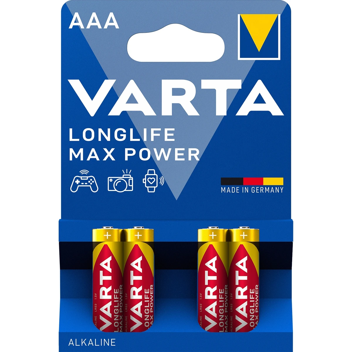 Varta Longlife Max Power AAA LR03 1,5 V nagy teljesítményű alkáli elem 4 db