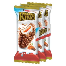 Kinder Kinder Maxi King karamellás tejes töltésű ostya mogyoródarabkás tejcsokoládé bevonattal 3 db 105 g