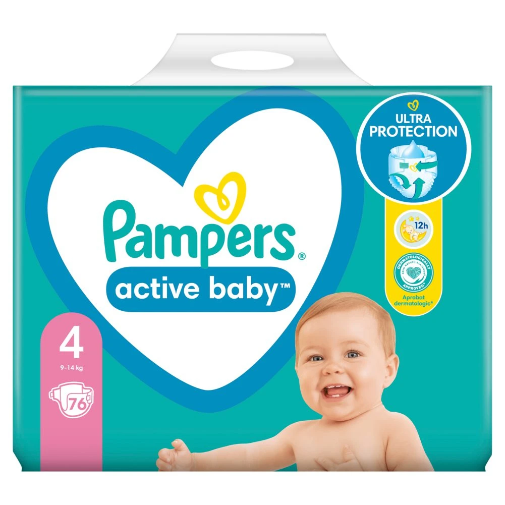 Pampers Active Baby Dry Pelenka 4 es Méret (Maxi), 76 Darabos Kiszerelés