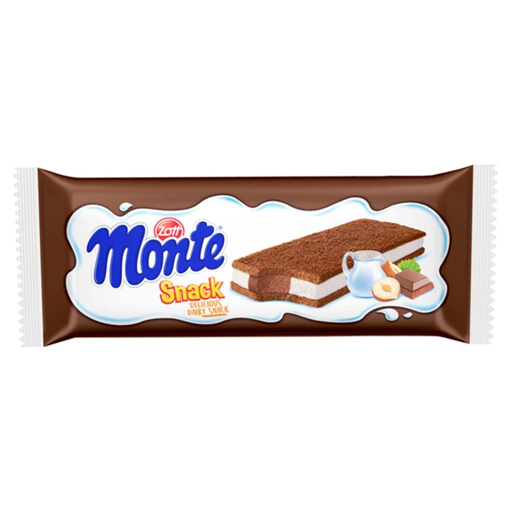 Zott Monte Snack tejes csokoládés mogyorós krémmel töltött sütemény 29 g