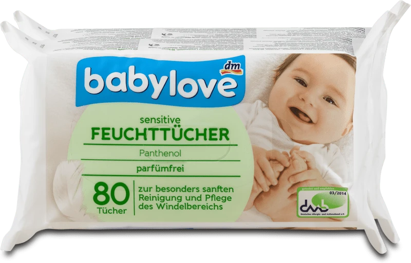 babylove Parfümmentes nedves törlőkendő érzékeny bababőrre, 160 db