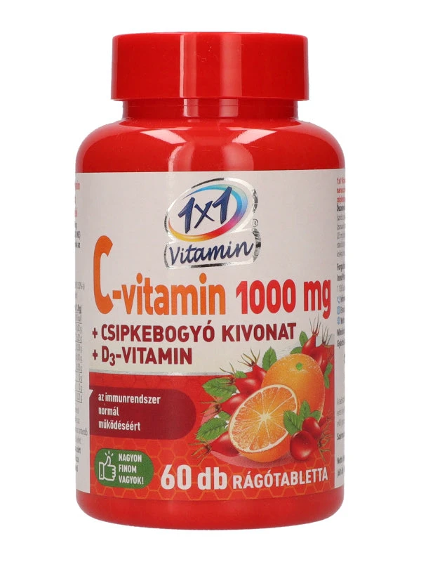 1x1 Vitaday C vitamin 1000mg+ D3 csipkebogyóval, 60 db