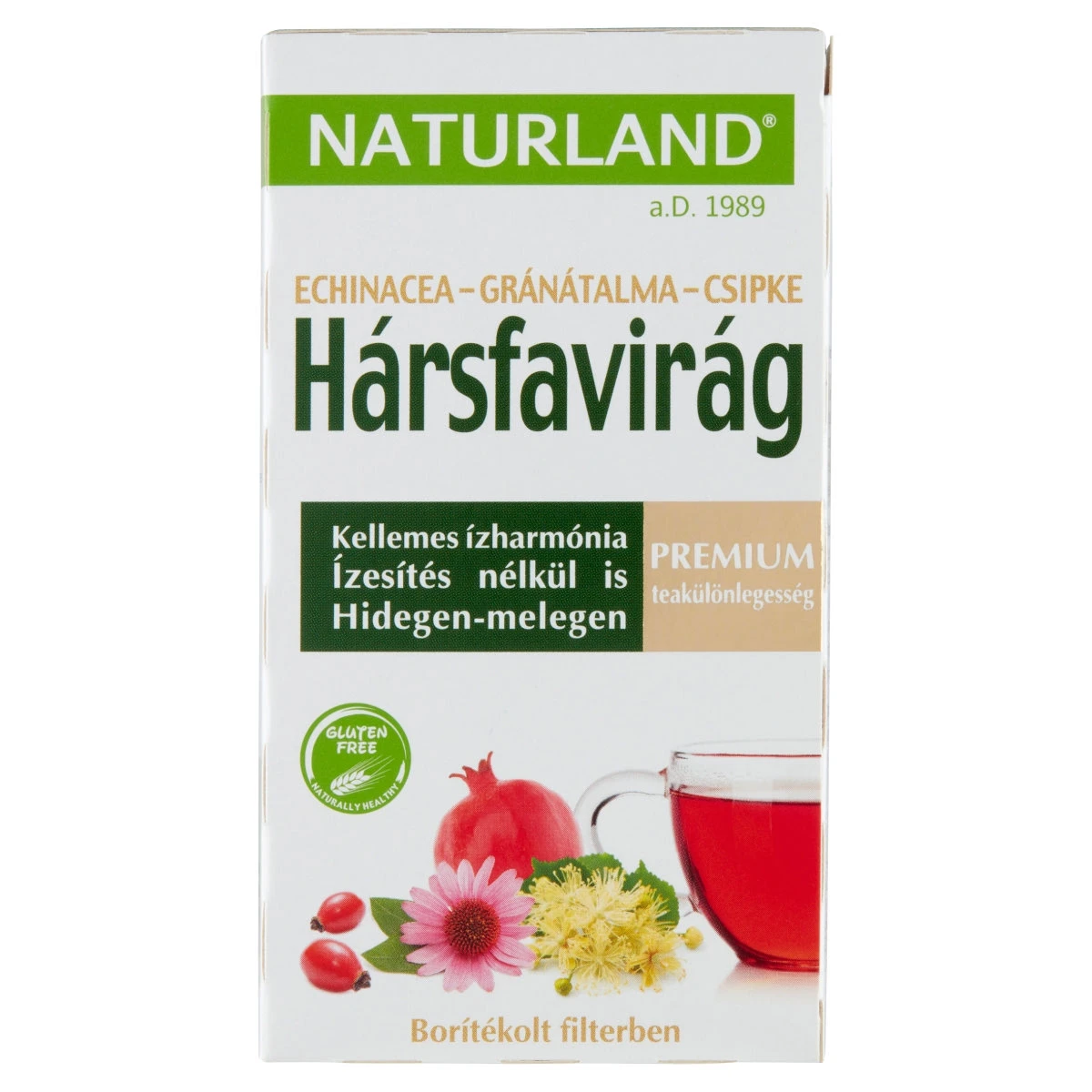 Naturland Premium hársfavirág & echinacea & gránátalma & csipkebogyó teakeverék 20 filter 24 g