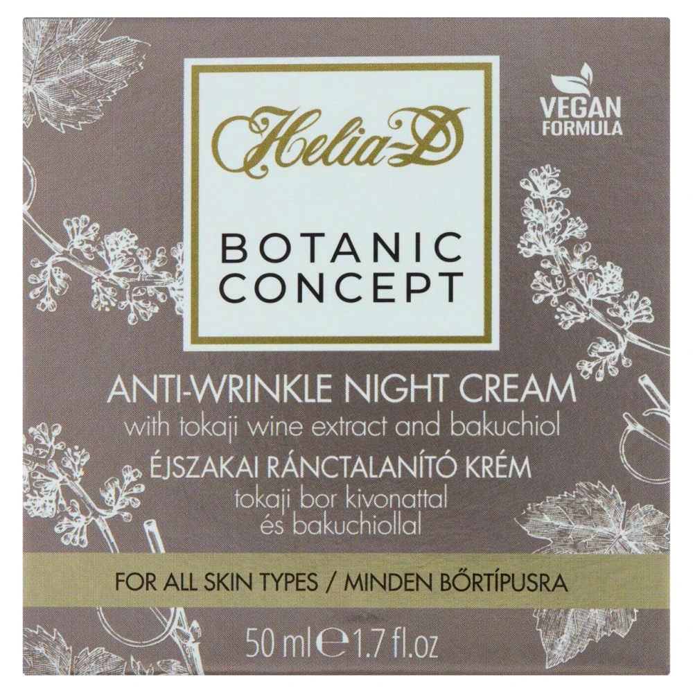 Helia-D Arckrém ránctalanító Botanic Concept, éjszakai, tokaji bor kivonattal, minden bőrtípusra, 50 ml