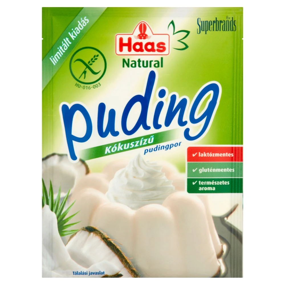 Haas Natural gluténmentes kókuszízű pudingpor 40 g