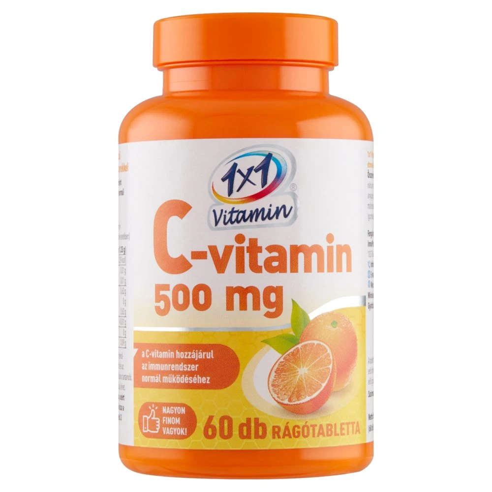 1x1 Vitamin C-vitamin 500 mg narancsízű étrend-kiegészítő rágótabletta 60 x 1250 mg (75 g) 