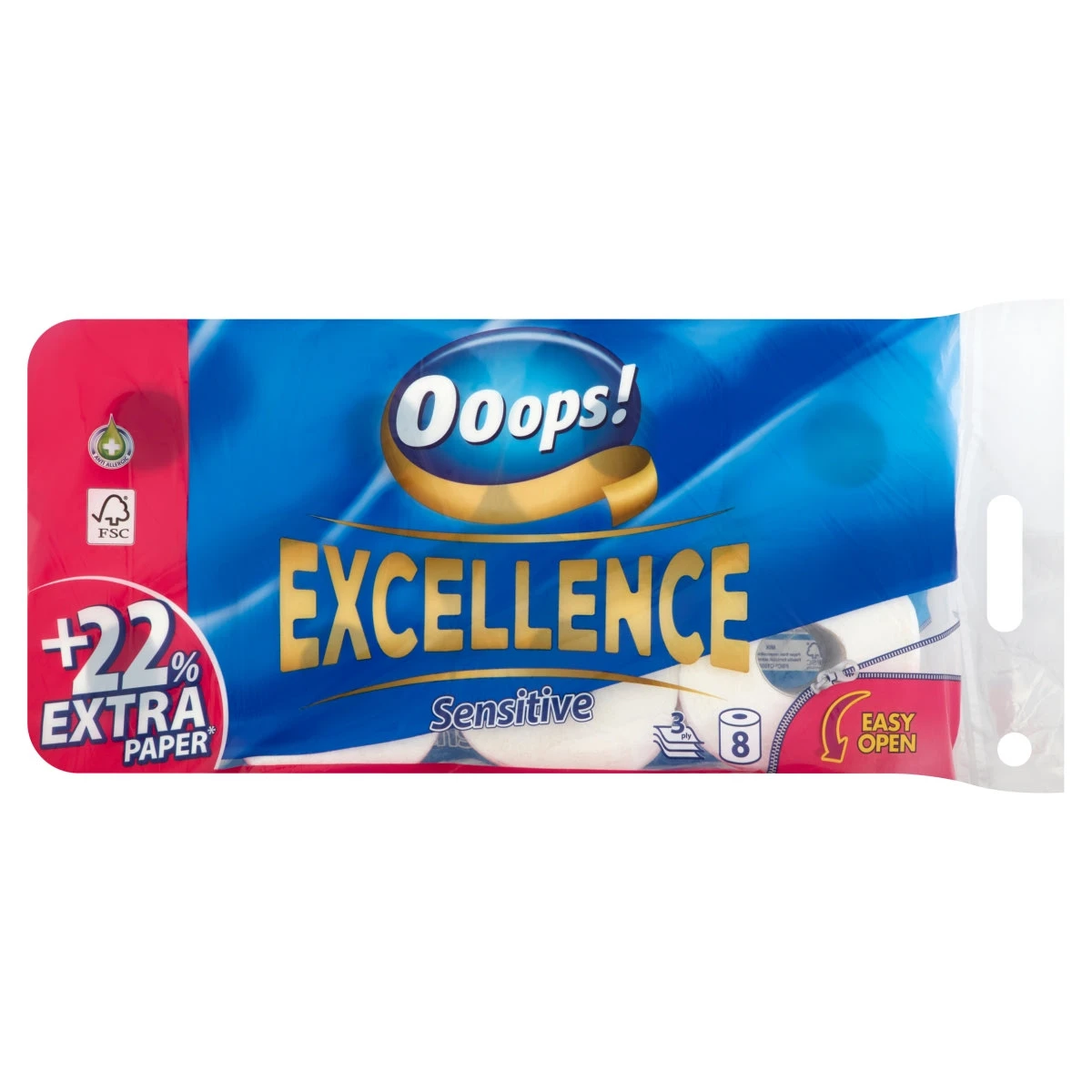 Ooops! Excellence Sensitive toalettpapír 3 rétegű 8 tekercs
