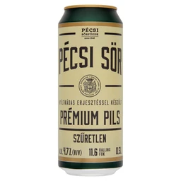 Pécsi Sör Pécsi Sör Prémium Pils szűretlen minőségi világos sör 4,7% 0,5 l