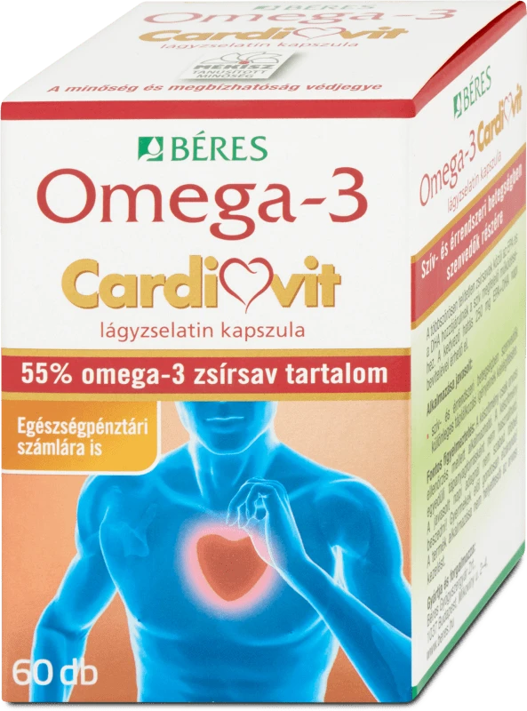 Béres Lágyzselatin kapszula Omega 3 Cardiovit, 60 db