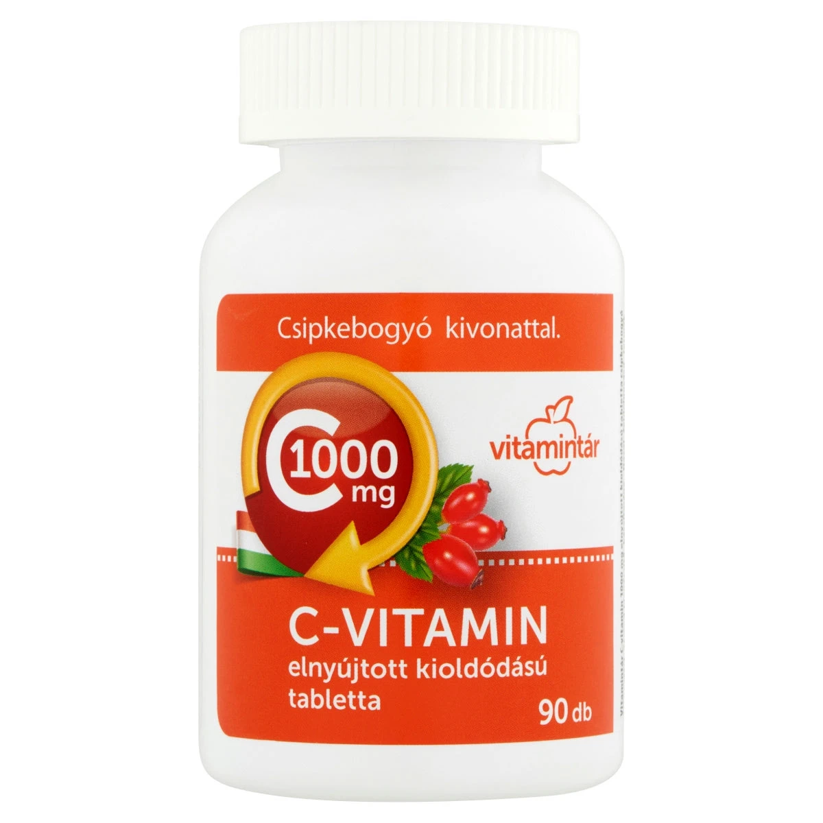 Vitamintár C Vitamin tabletta csipkebogyóval, 90 db