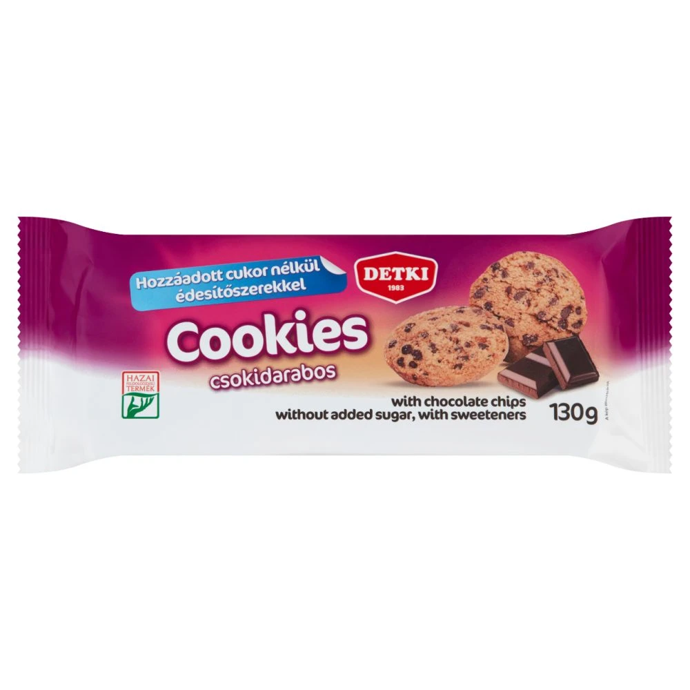 Detki Cookies cukormentes omlós keksz csokoládé darabokkal és édesítőszerekkel 130 g