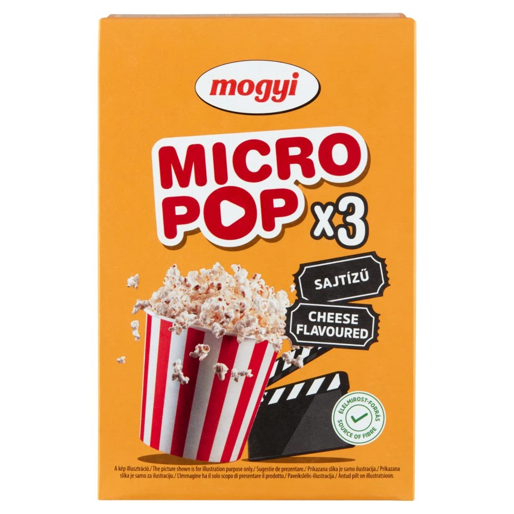 Mogyi Micro Pop sajtos ízű, mikrohullámú sütőben elkészíthető pattogatni való kukorica 3 x 100 g