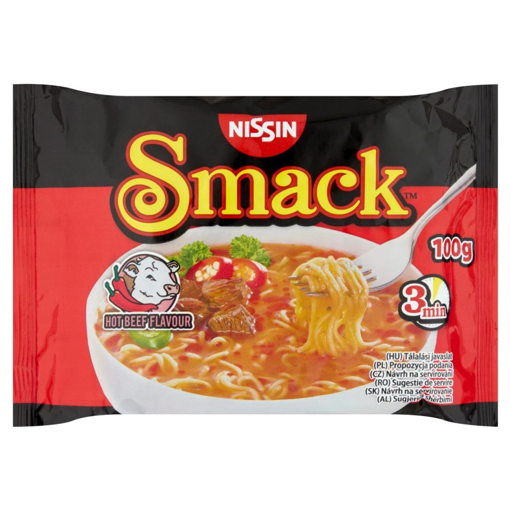 Nissin Smack instant tésztaleves csípős marha ízesítéssel 100 g
