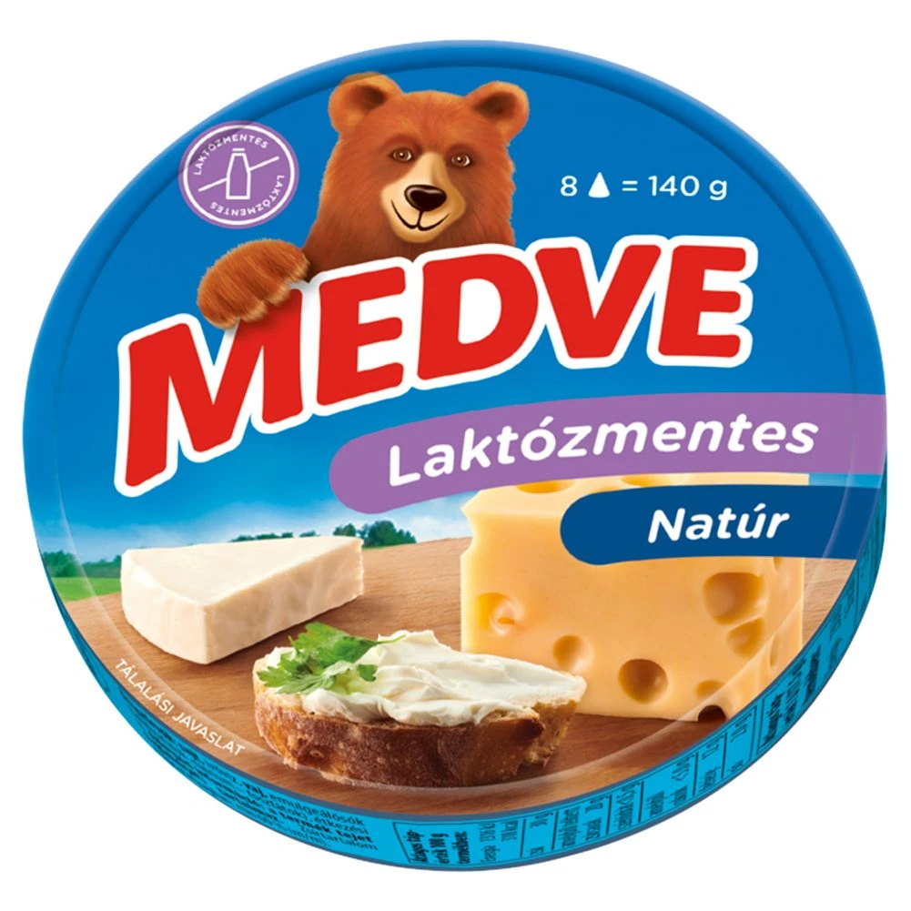 Medve laktózmentes, kenhető, zsírdús, ömlesztett sajt 8 db 140g