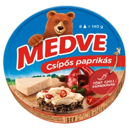 Medve Medve csípős paprikás kenhető félzsíros ömlesztett sajt 8 db 140 g