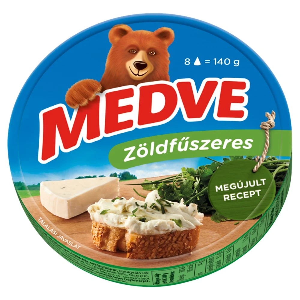 Medve zöldfűszeres ömlesztett sajt 8 db 140 g