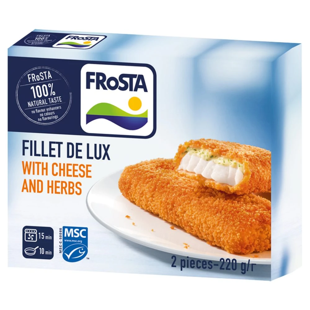 FRoSTA Fillet de Lux gyorsfagyasztott tőkehal filé zöldfűszeres sajtszósszal 220 g