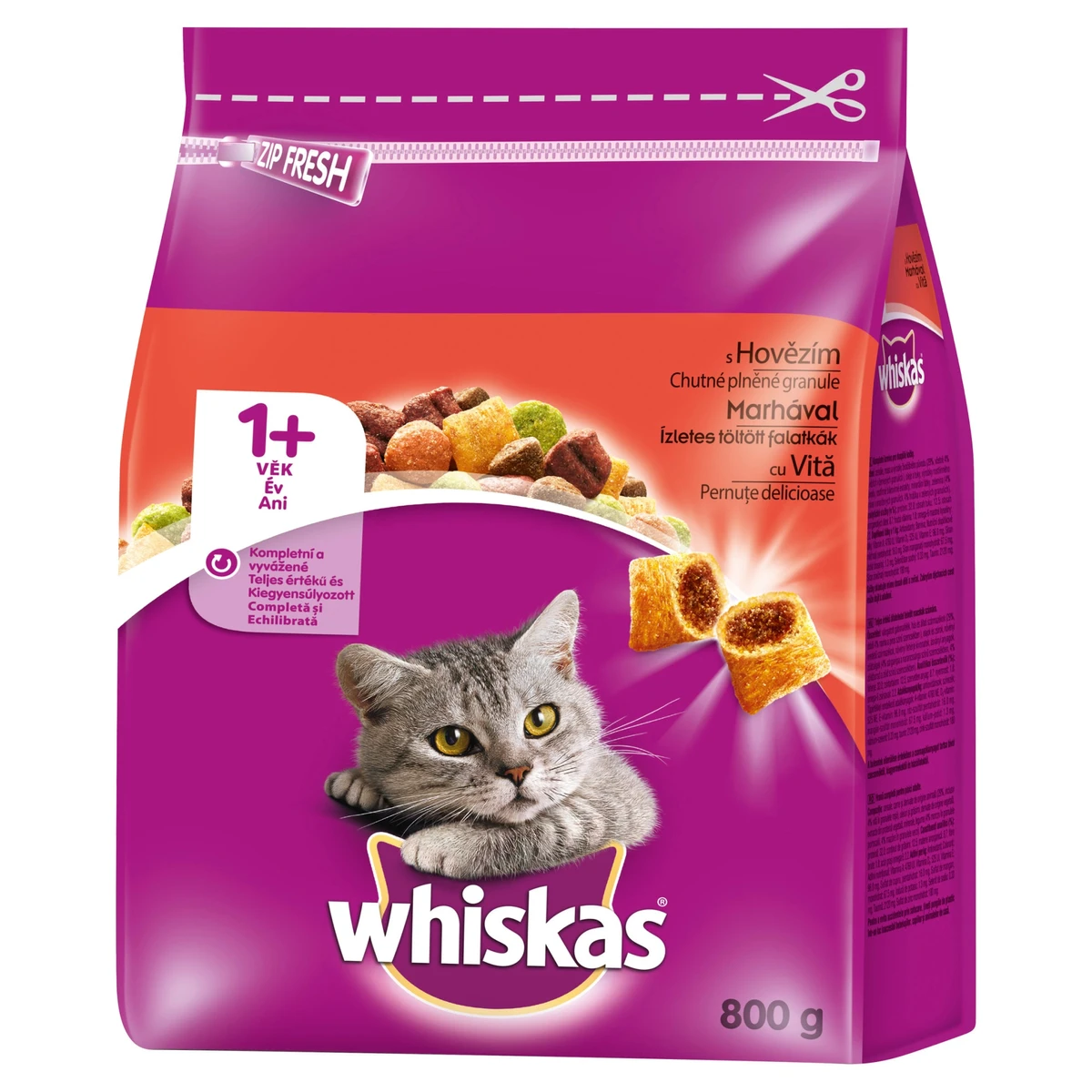 Whiskas száraz állateledel macskák számára marhával 800 g