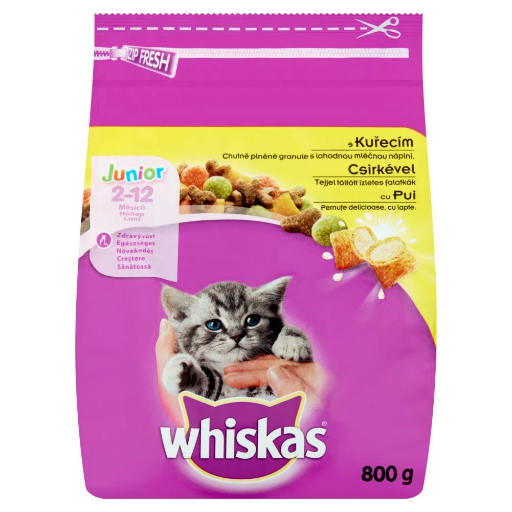 Whiskas Junior száraz állateledel macskák számára csirkével 800 g
