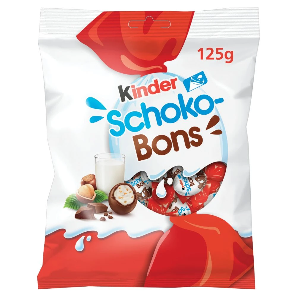 Kinder Schokobons tejcsokoládé bonbonok tejes mogyorós töltéssel 125g