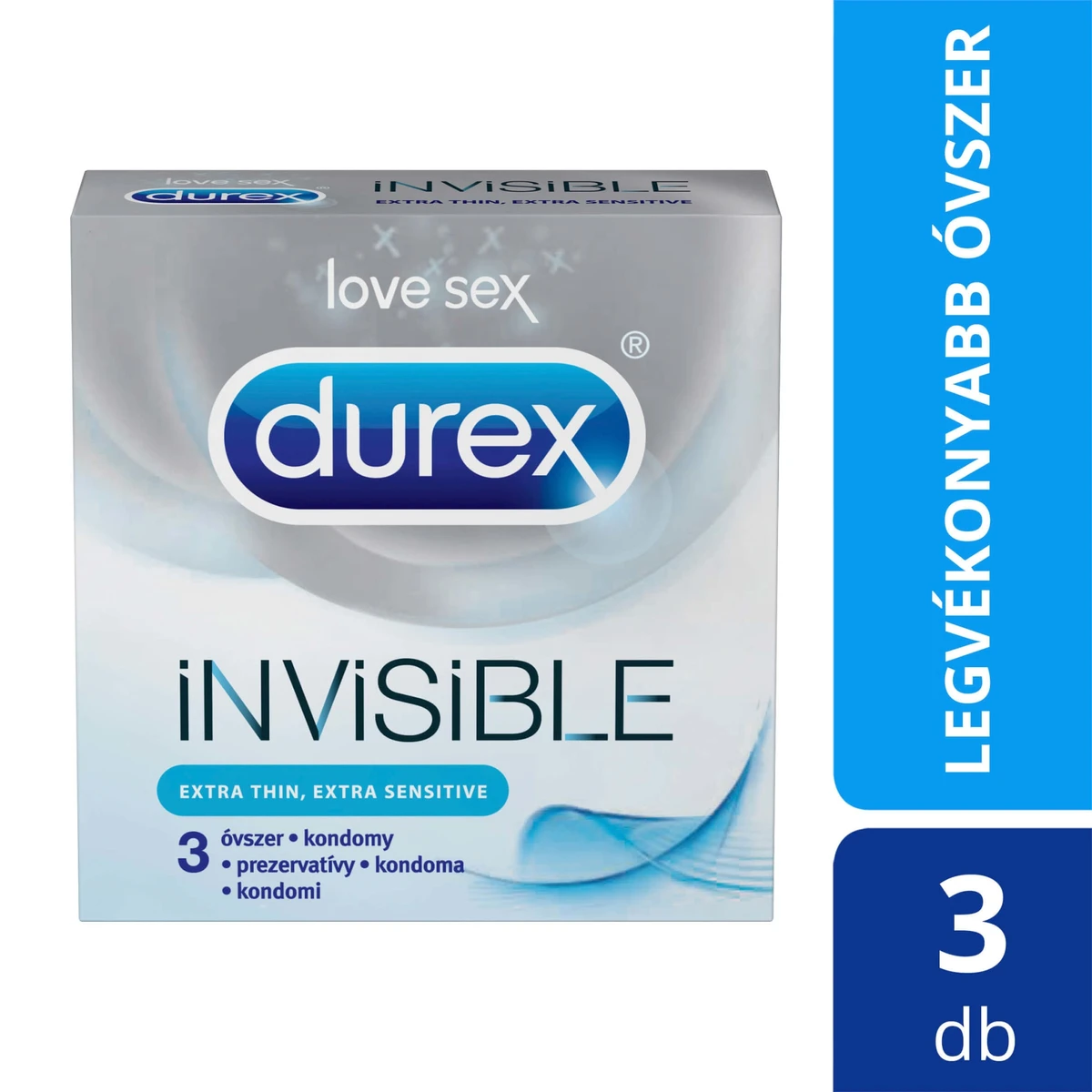 Durex Óvszer extra vékony Invisible, 3 db