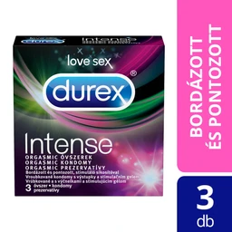 Durex Durex Óvszer Intense Orgasmic bordázott és pontozott óvszer stimuláló síkosítóval, 3 db