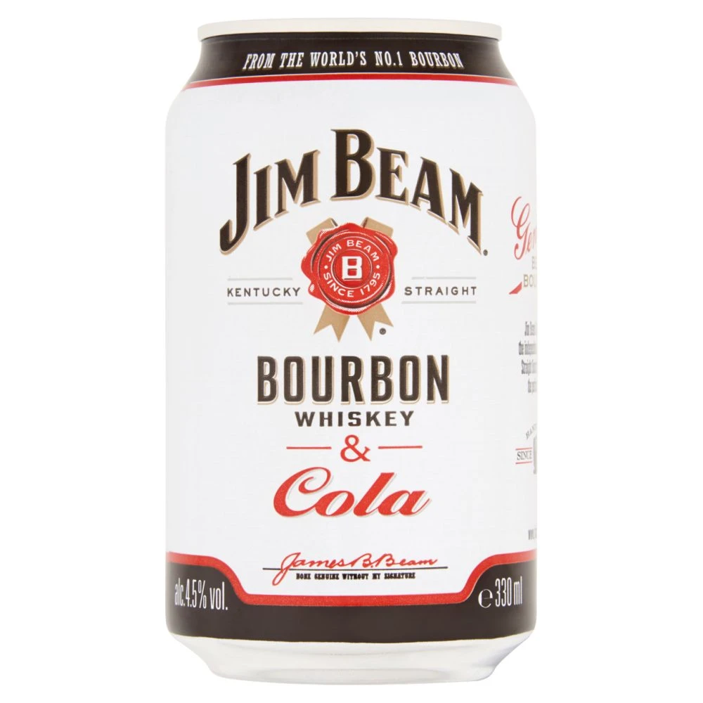 Jim Beam Bourbon Whiskey & Cola alkoholos üdítőital 4,6% 330 ml