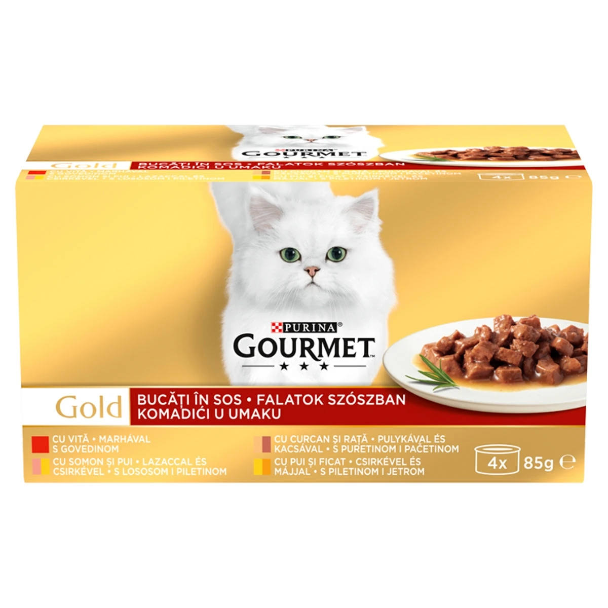Gourmet Gold teljes értékű állateledel felnőtt macskák számára 4x85g