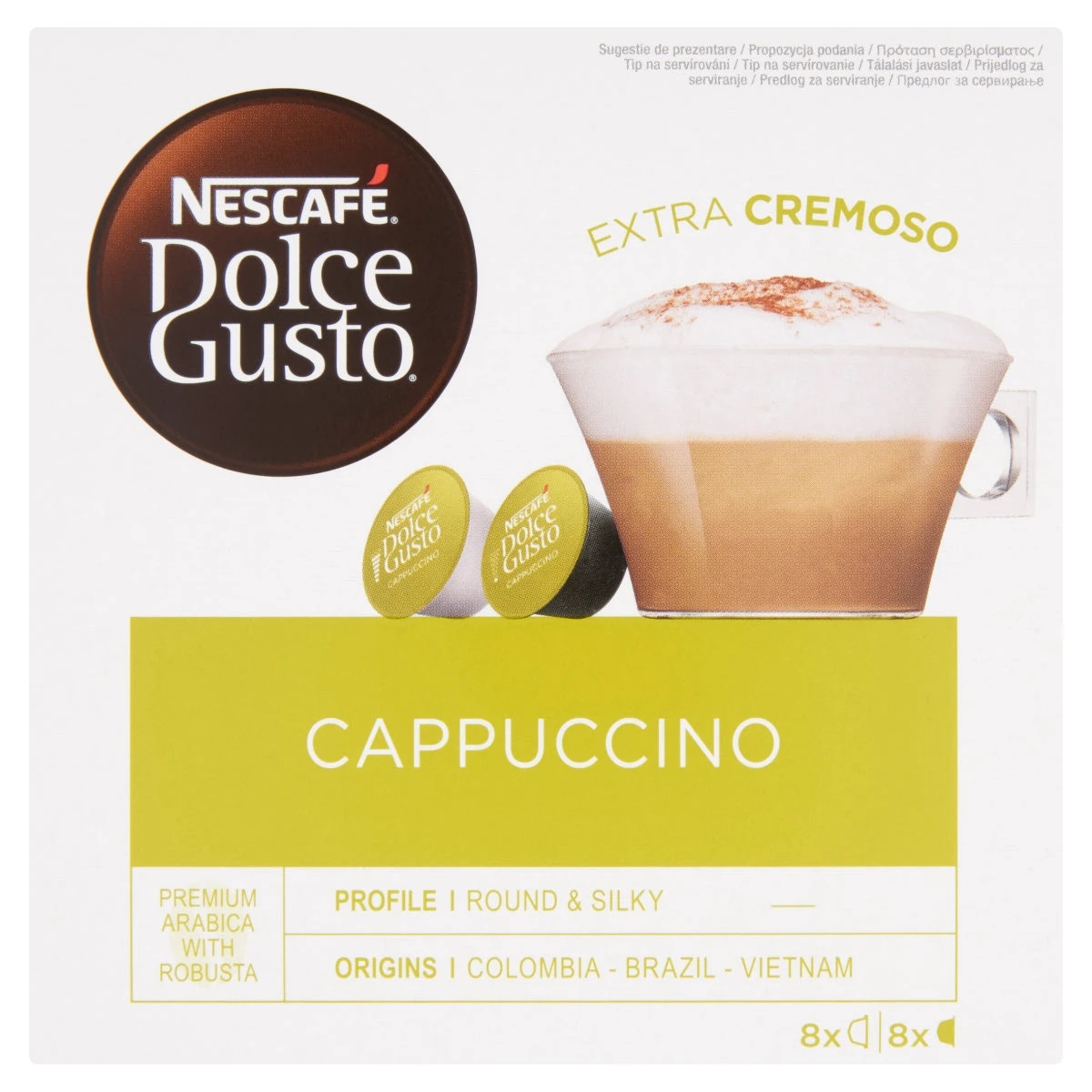 Nescafé Dolce Gusto Cappuccino Őrölt Pörkölt Kávé És Tejpor Cukorral 2 X 8 Db 200 G