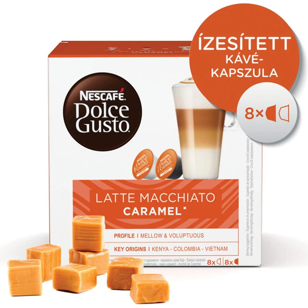 NESCAFÉ Dolce Gusto Latte Macchiato Caramel tej és kávékapszula 16 db/8 csésze 145,6 g