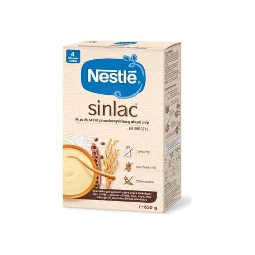 Nestlé Sinlac rizs és szentjánoskenyérmag alapú pép Bifidusszal 4 hónapos kortól 650 g