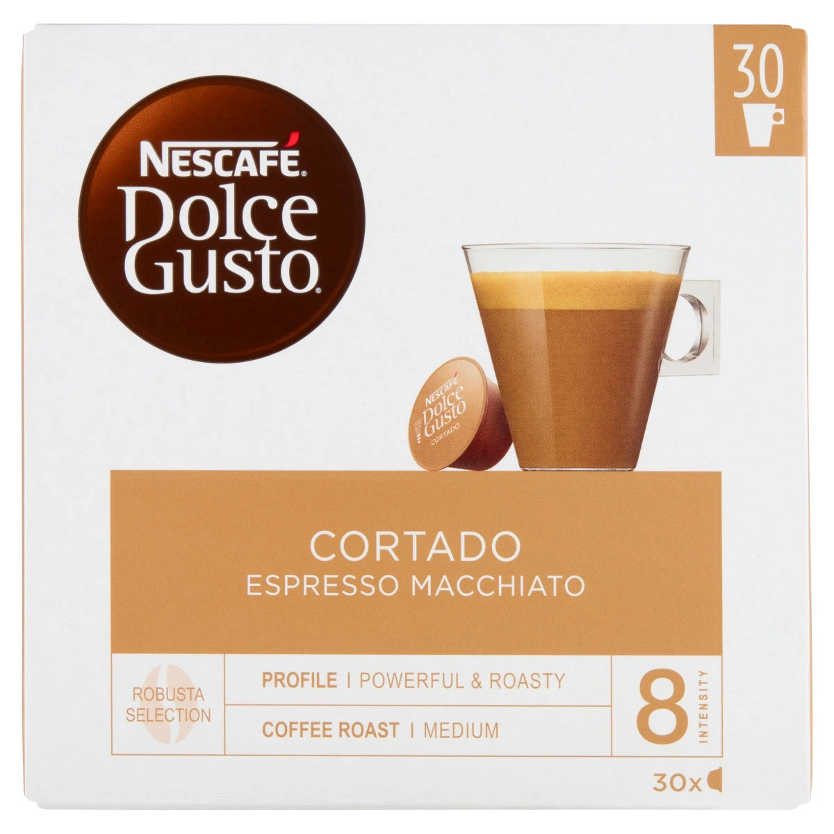 Nescafé Dolce Gusto Cortado Espresso Macchiato teljes tejpor azonnal oldódó kávéval 30 db 189 g
