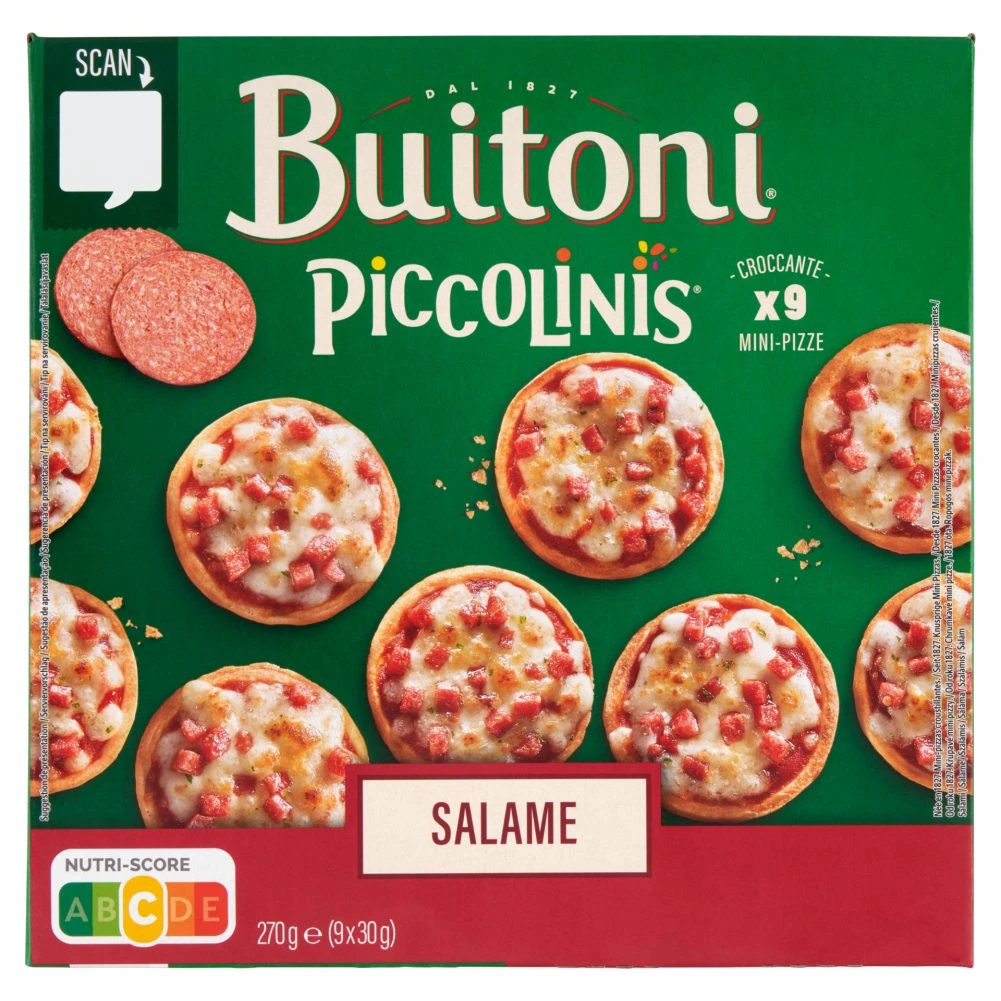 Buitoni Piccolinis Salami gyorsfagyasztott mini pizza 9 db 270 g