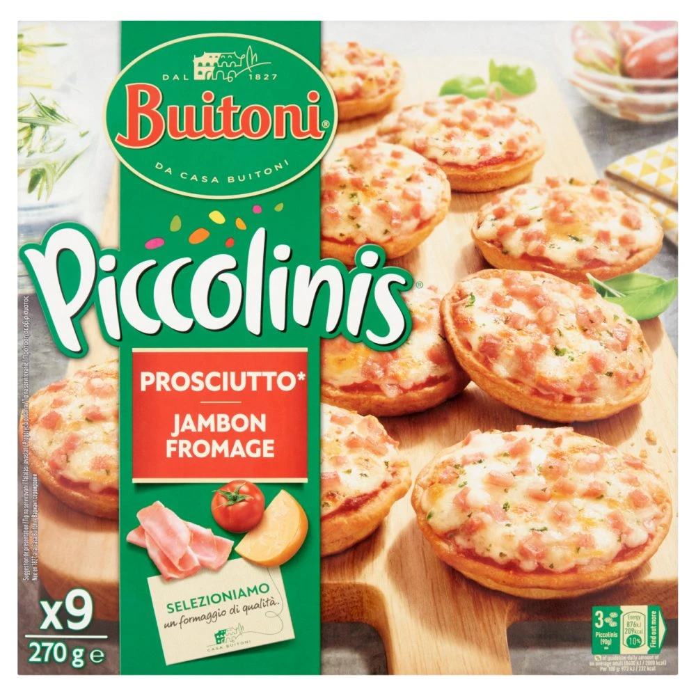 Buitoni Piccolinis Prosciutto gyorsfagyasztott mini pizza 9 db 270 g
