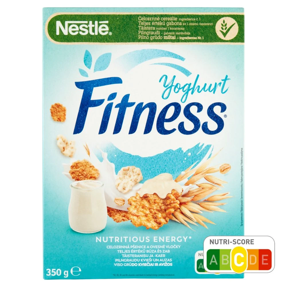 Nestlé Fitness natúr és joghurtos masszával bevont gabonapehely teljes értékű gabonával 350 g