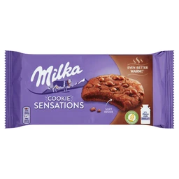 Milka Milka Sensations középen puha kakaós keksz alpesi tejcsokoládé darabkákkal 156 g
