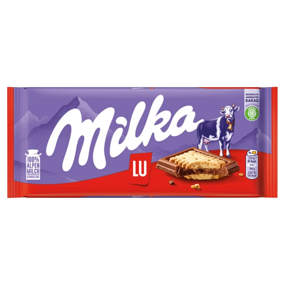 Milka LU alpesi tejcsokoládé ropogós keksszel 87 g