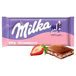 Milka Milka alpesi tejcsokoládé eperrel ízesített joghurtos krém töltelékkel 100 g