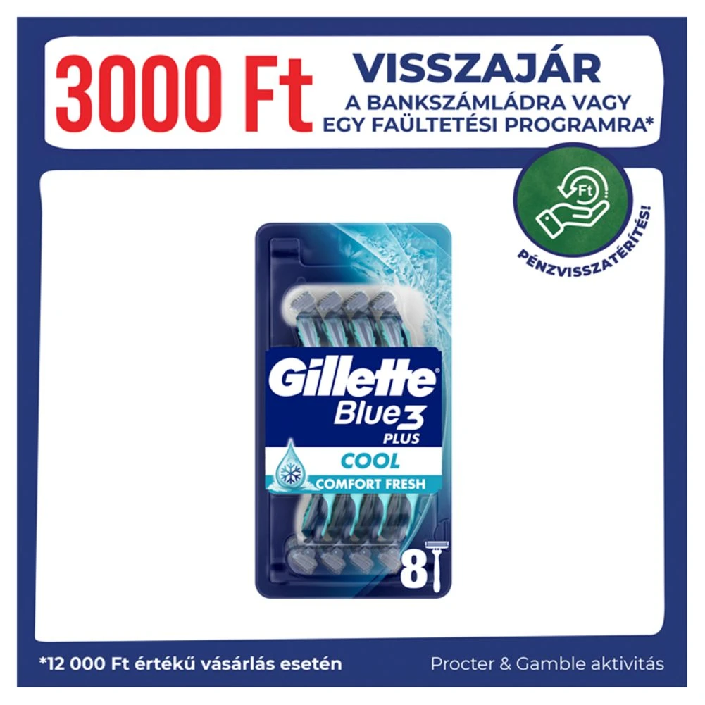 Gillette Blue3 Cool Eldobható Férfi Borotva, 6+2 Darab