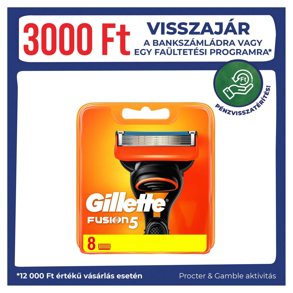 Gillette Fusion5 Borotvabetét Férfi Borotvához, 8 db